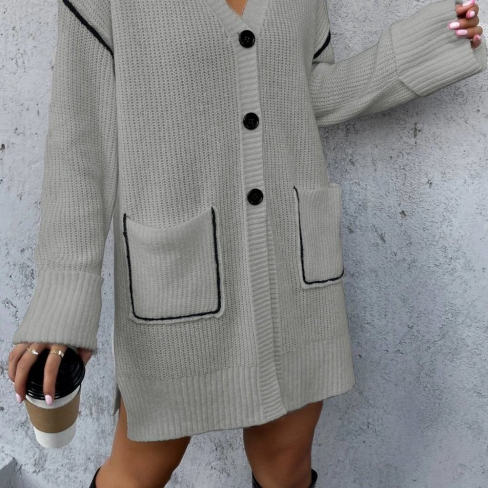 Grey Casual Womens Cardigan - Picture 2 of 4